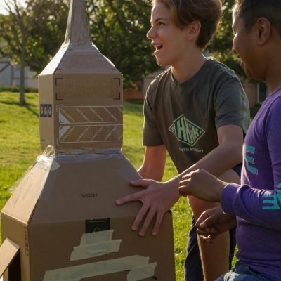 boys with rocket