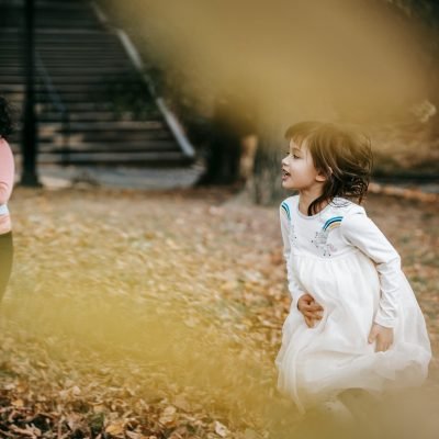 girls in leaves